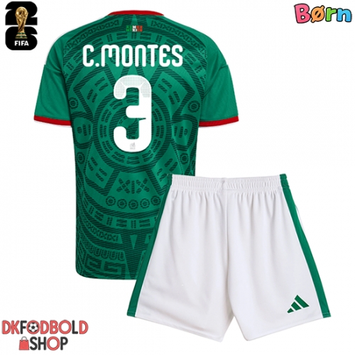 Mexico Cesar Montes #3 Hjemmebanesæt Børn VM 2026 Kort ærmer (+ korte bukser)